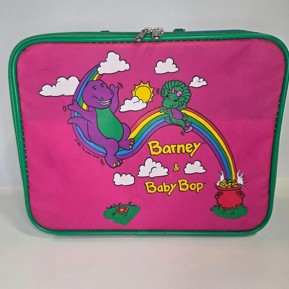 Vintage Barney And Baby Bop Travel Bag 1993 Suitcase Luggage